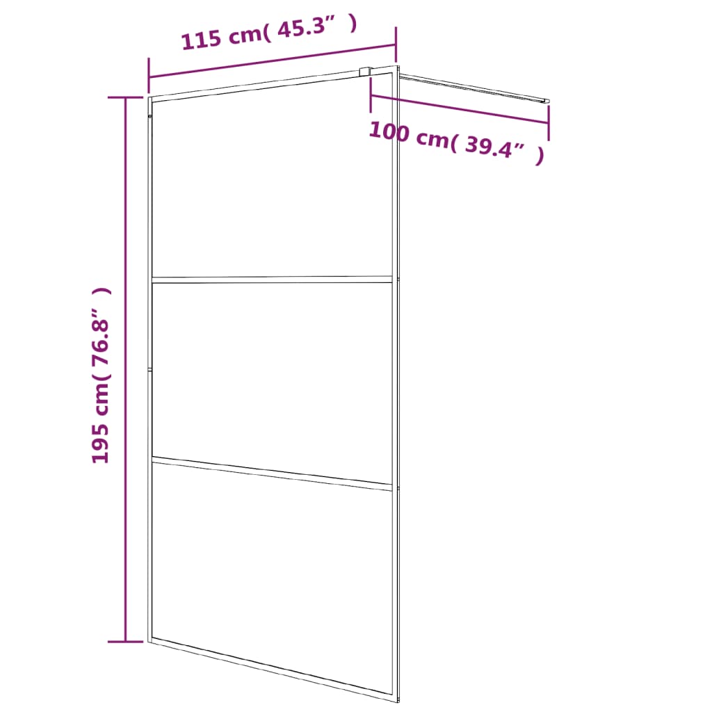Brusevæg til bruseniche hvid 115x195 cm ESG klart glas