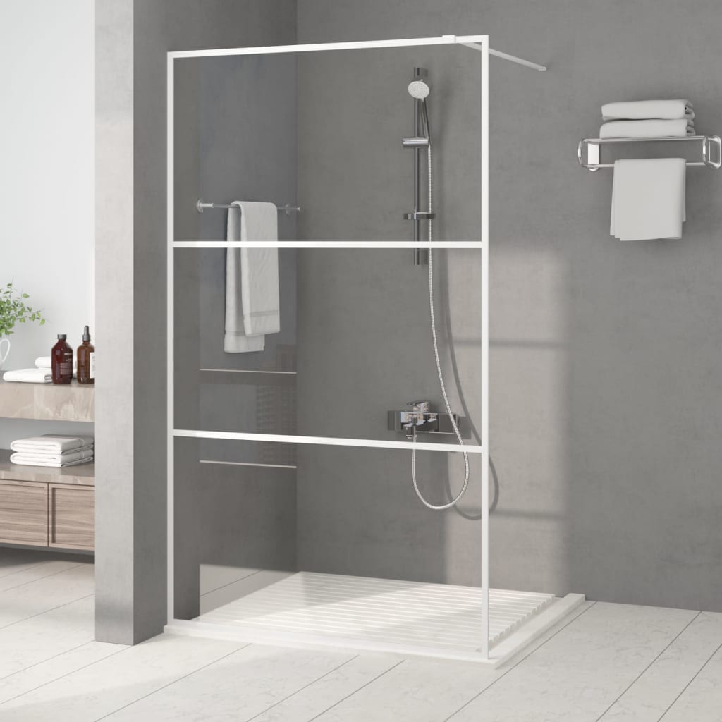 Brusevæg til bruseniche hvid 115x195 cm ESG klart glas