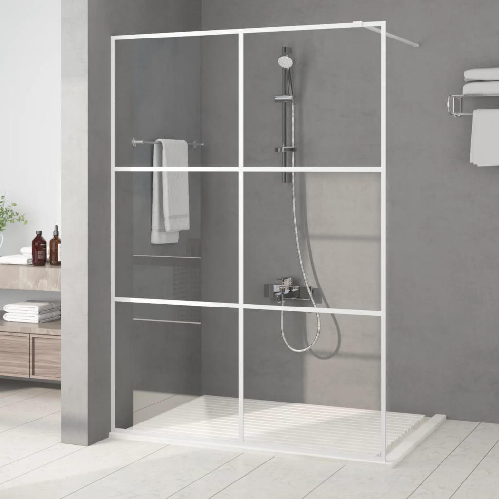 Brusevæg til bruseniche hvid 140x195 cm ESG klart glas