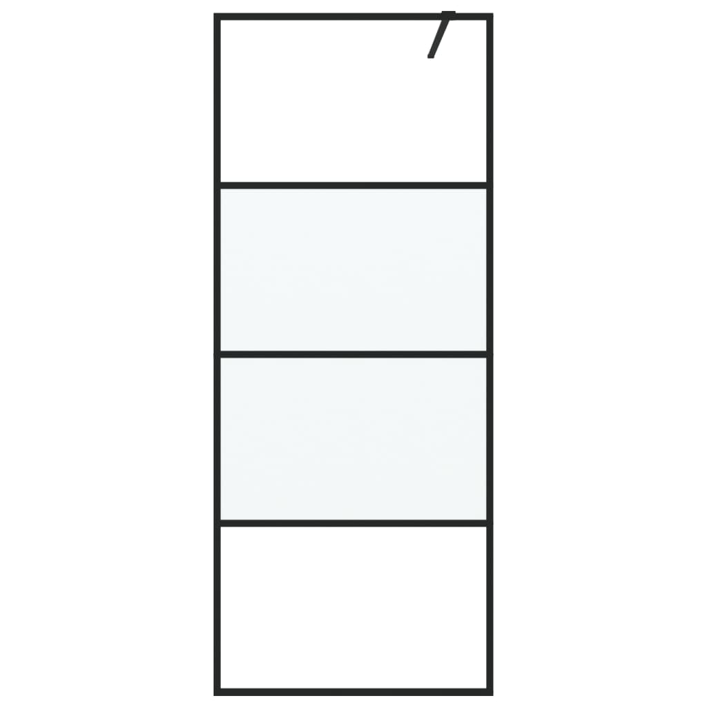 Bruseafskærmning til bruseniche sort 80x195 cm ESG halvmat