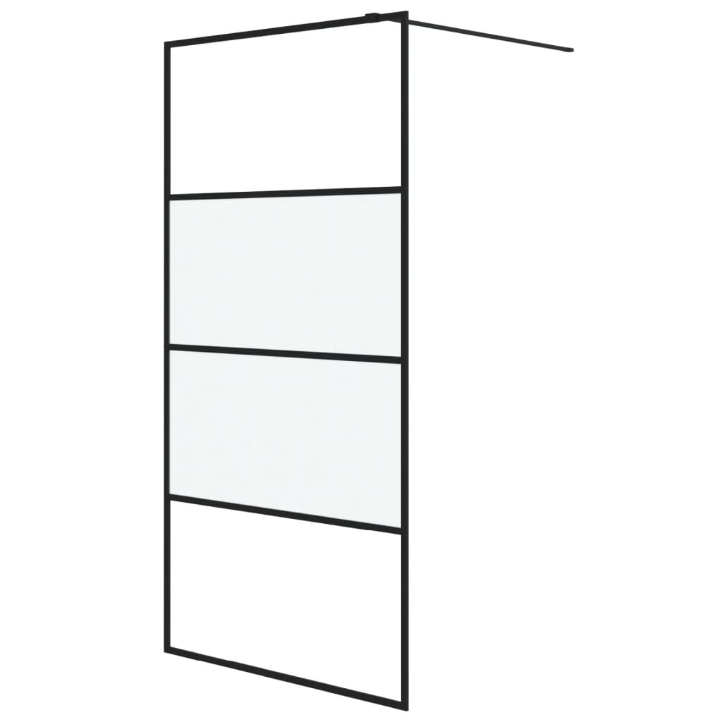 Bruseafskærmning til bruseniche sort 100x195 cm halvmat ESG