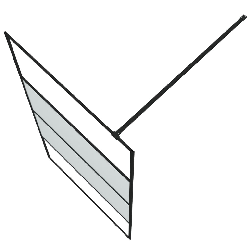 Bruseafskærmning til bruseniche sort 100x195 cm halvmat ESG