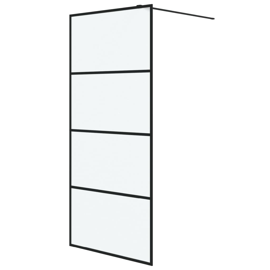 Bruseskærm til Walk-In Shower Sort 90x195cm Mat ESG Glas