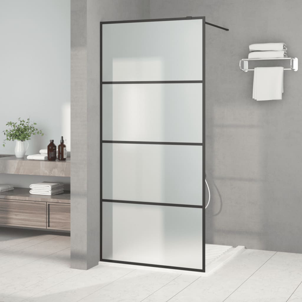 Bruseskærm til Walk-In Shower Sort 90x195cm Mat ESG Glas