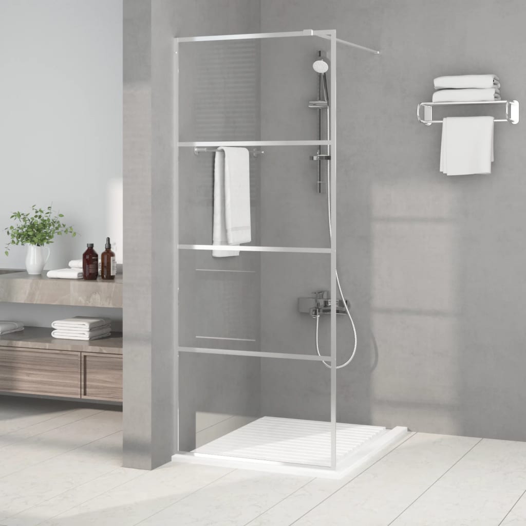 Bruseafskærmning til brusekabine sølv 80x195 cm ESG glas klar