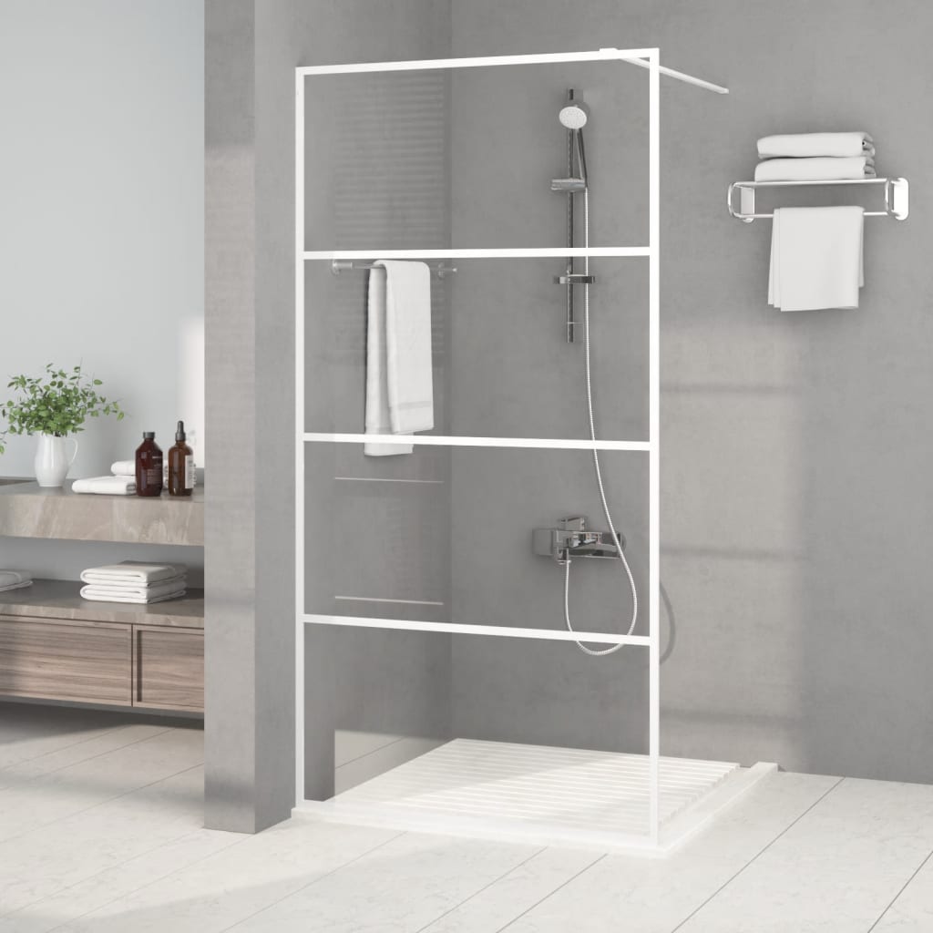Brusevæg til bruseniche hvid 100x195 cm ESG klart glas