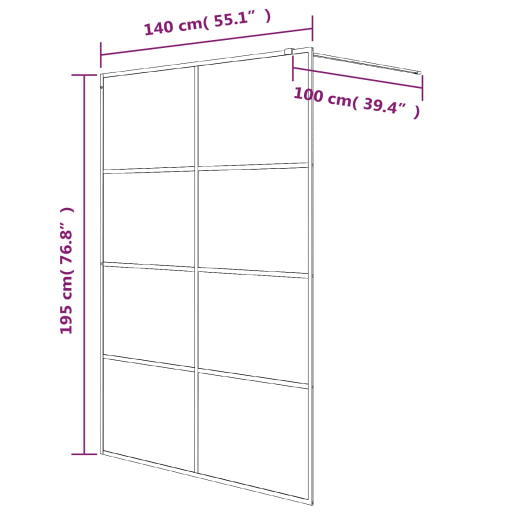 Brusevæg til bruseniche hvid 140x195 cm ESG klart glas