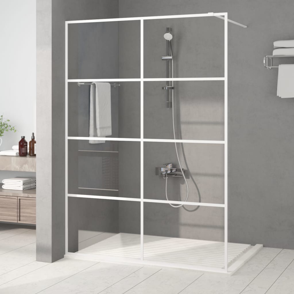 Brusevæg til bruseniche hvid 140x195 cm ESG klart glas