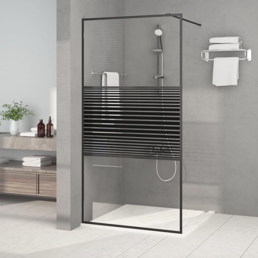 Bruseskærm til Walk-In Shower Sort 100x195 cm ESG Glas Clear