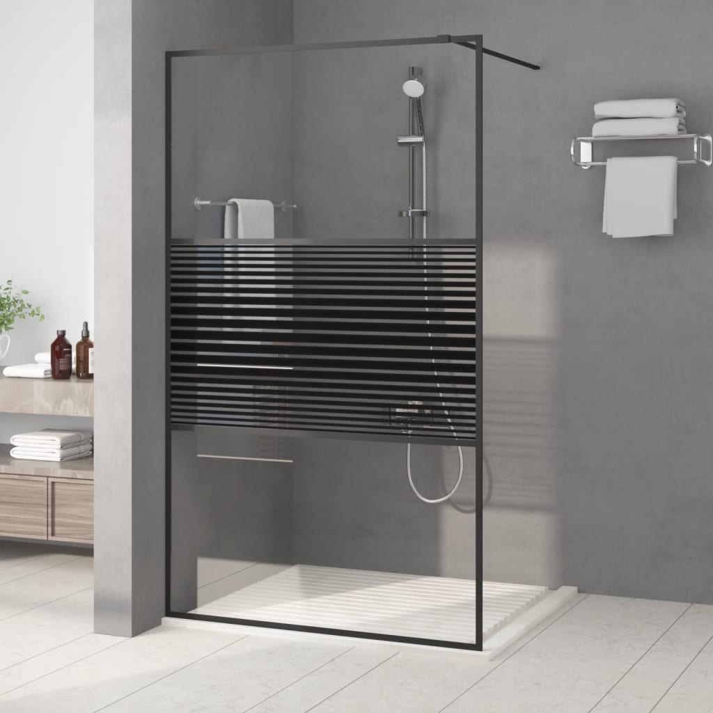 Bruseskærm til Walk-In Shower Sort 115x195 cm ESG Glas Clear