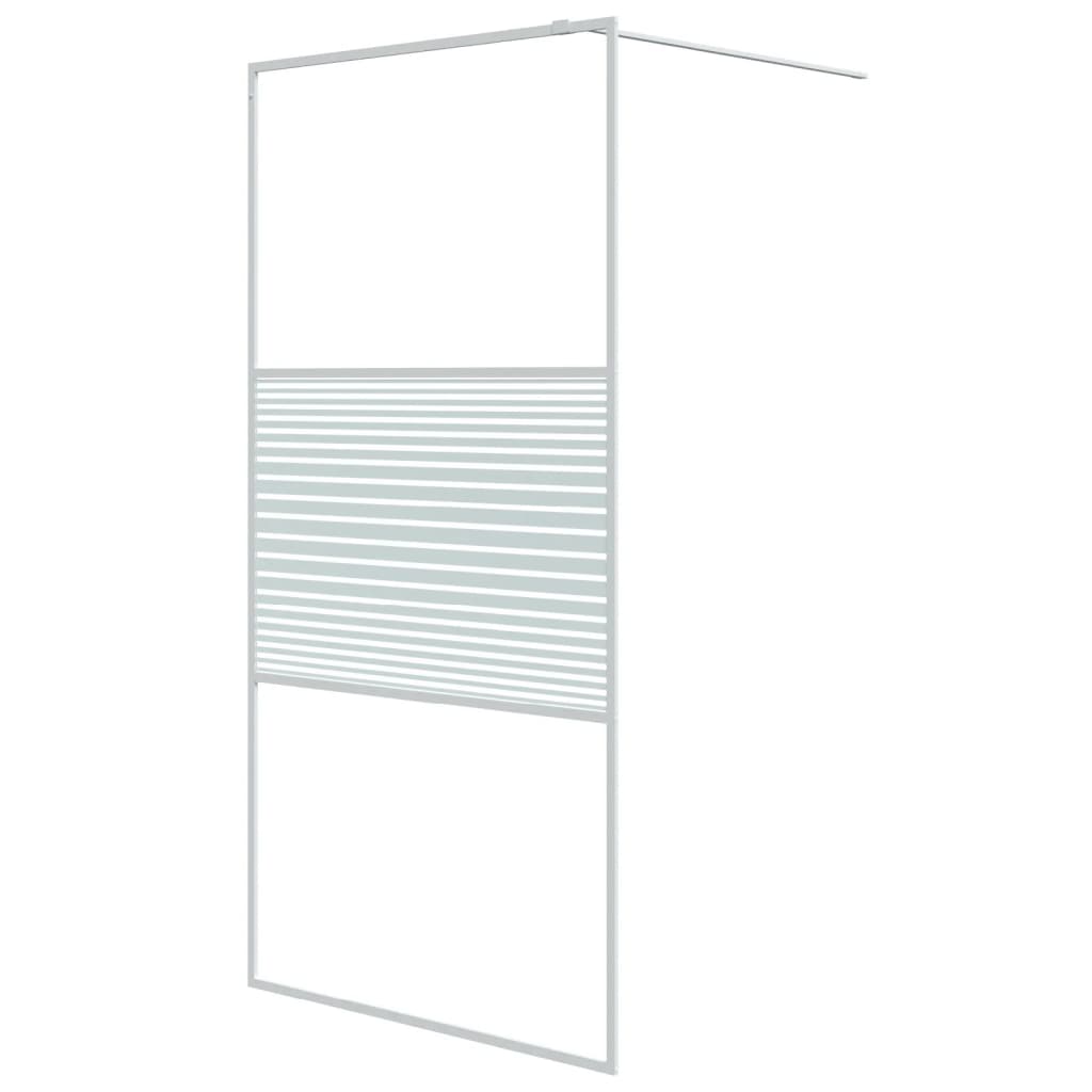 Brusevæg til bruseniche hvid 100x195 cm ESG klart glas