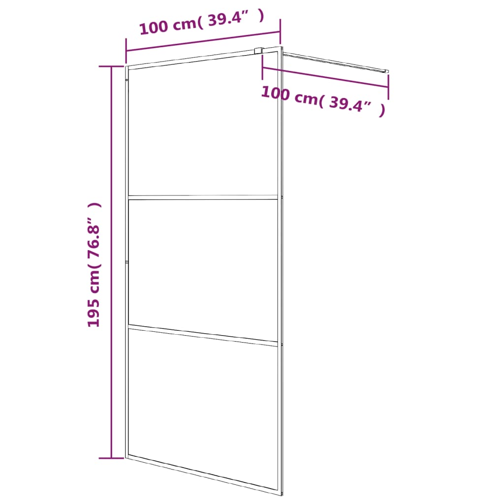 Brusevæg til bruseniche hvid 100x195 cm ESG klart glas