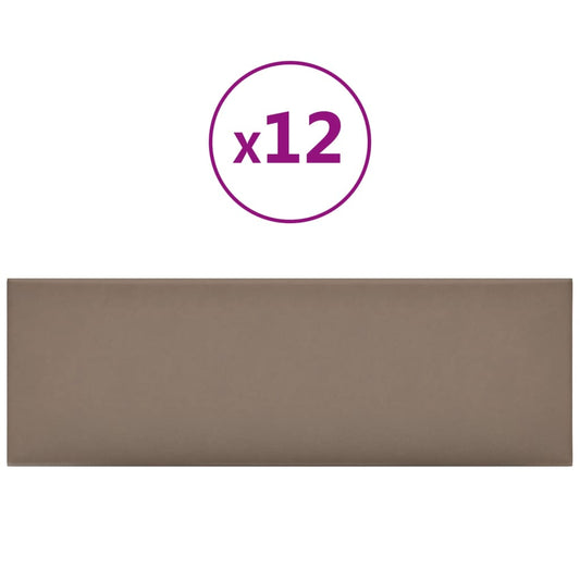Wandpaneele 12 Stk. Cappuccino-Braun 90x30cm Kunstleder 3,24 m²