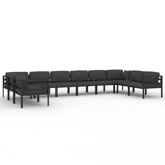 10-tlg. Garten-Lounge-Set mit Kissen Aluminium Anthrazit