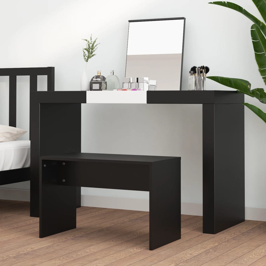 Vanity Taburet Sort 70x35x45 cm Træmateriale