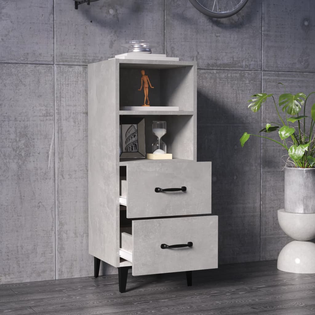 Skænk Beton Grå 34,5x34x90 cm Træ Materiale