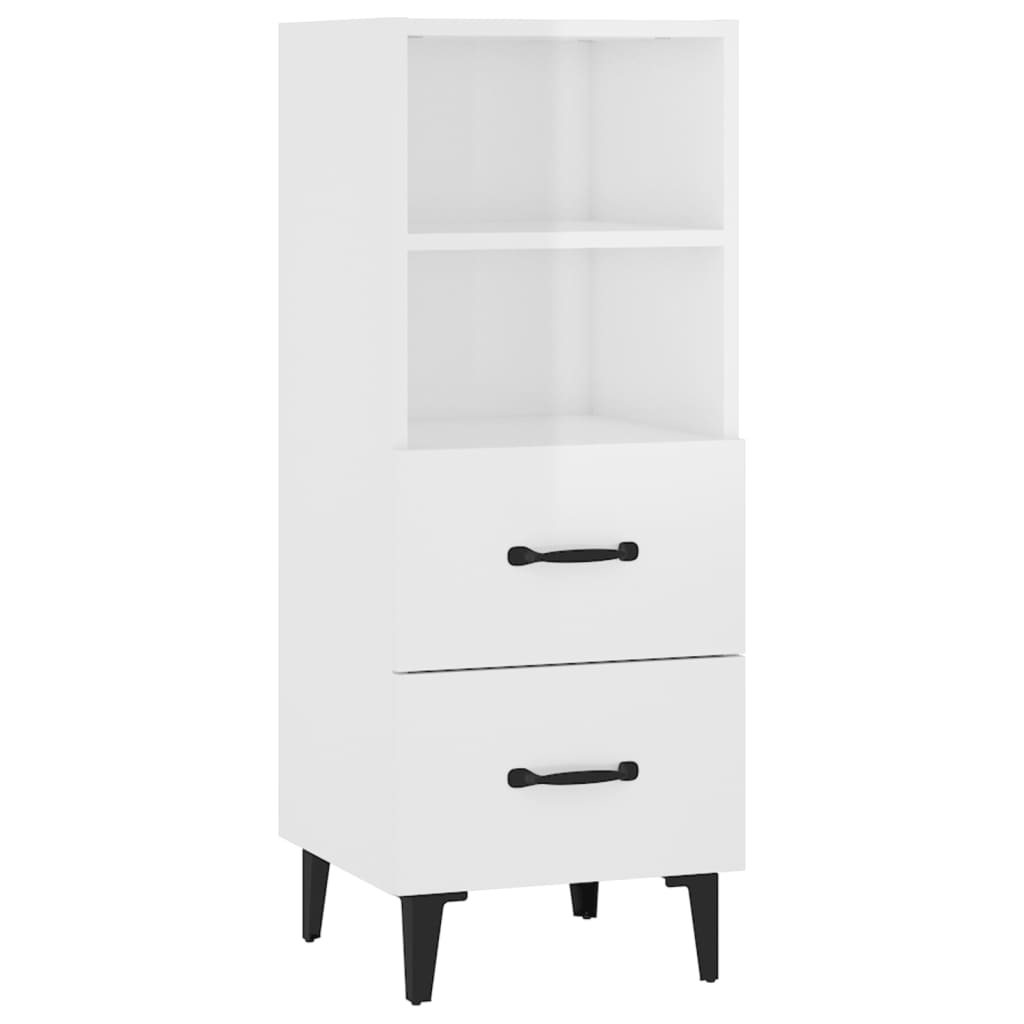 Skænk Højglans Hvid 34,5x34x90 cm Træmateriale