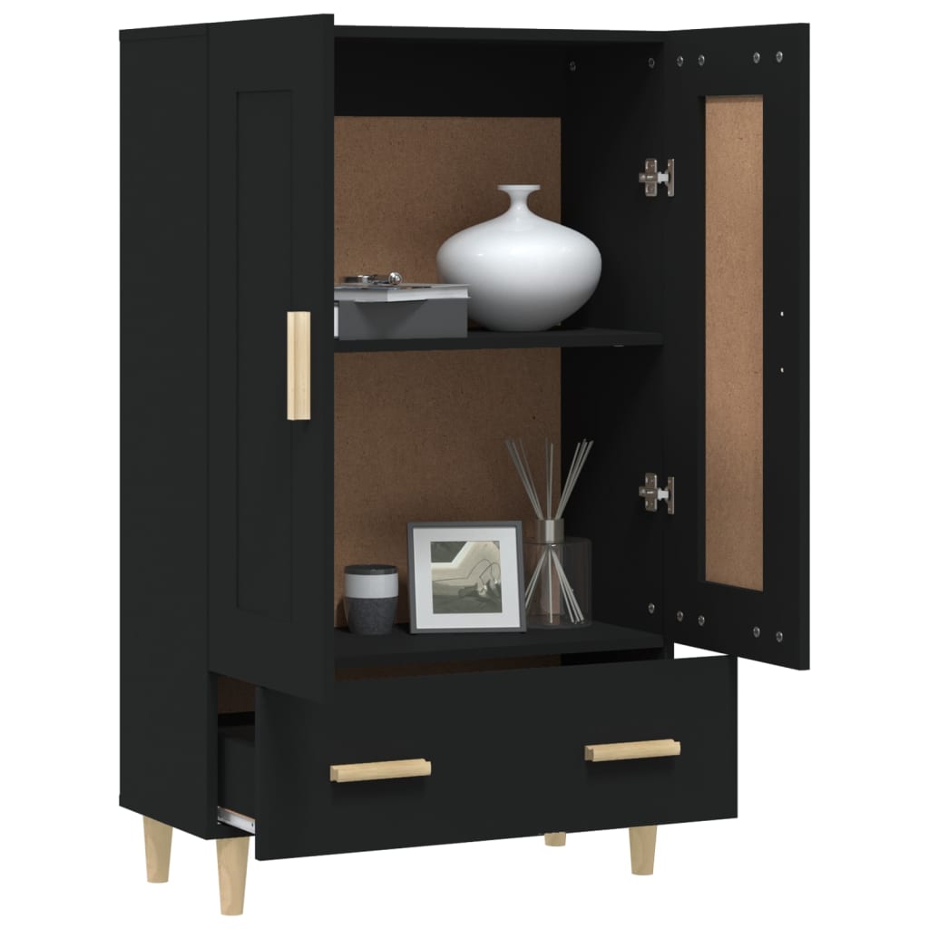 Highboard Sort 70x31x115 cm Træmateriale