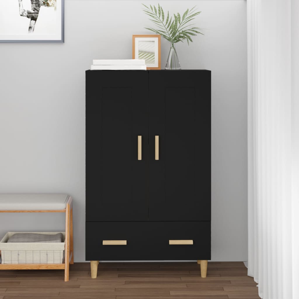 Highboard Sort 70x31x115 cm Træmateriale