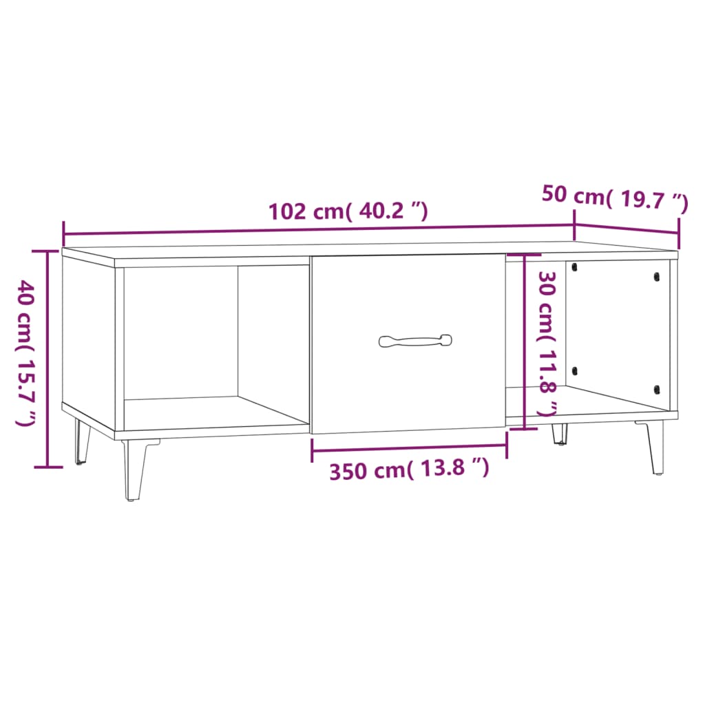 Sofabord Sort 102x50x40 cm Træmateriale