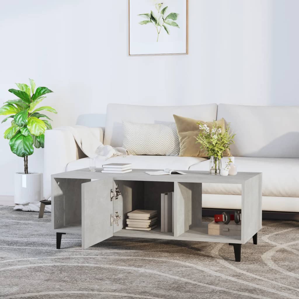 Sofabord betongrå 102x50x40 cm træmateriale