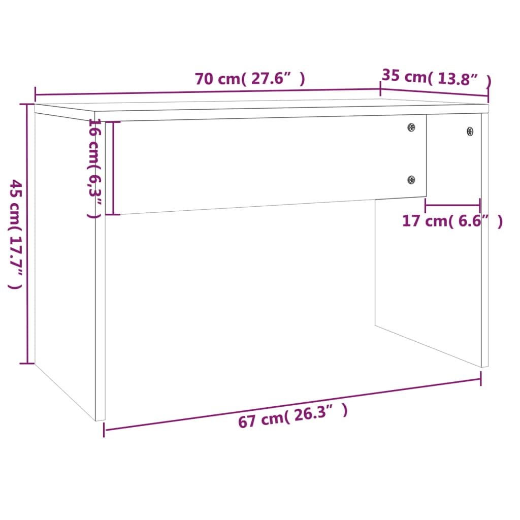 Vanity Taburet Røget Eg 70x35x45 cm Træmateriale