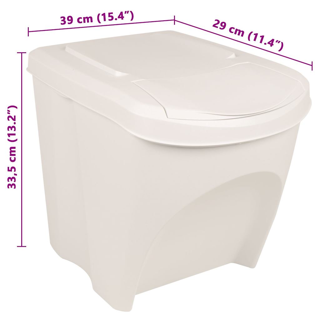 Stapelbare Mülleimer 3 Stk. Weiß 75 L Polypropylen