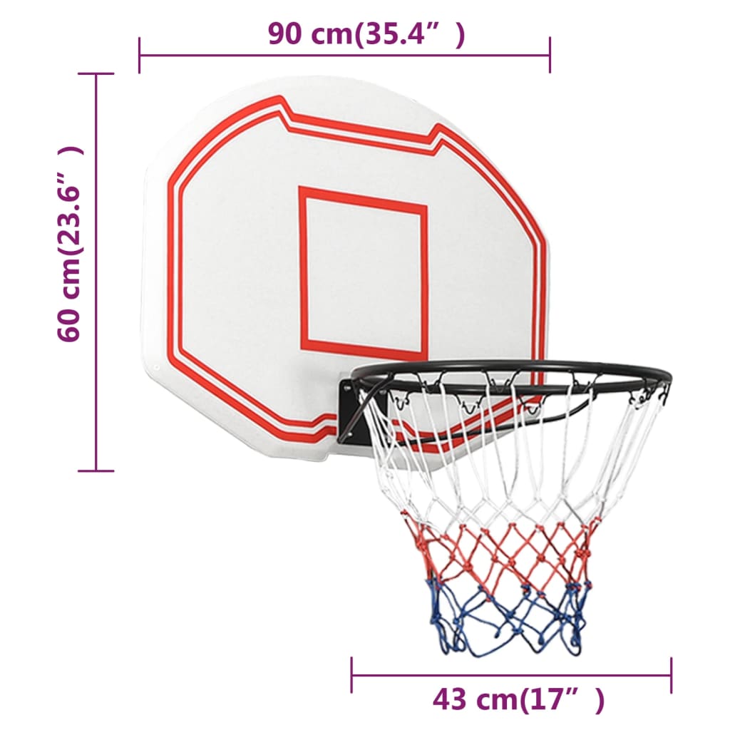 Basketball Bøjle Hvid 90x60x2 cm Polyethylen