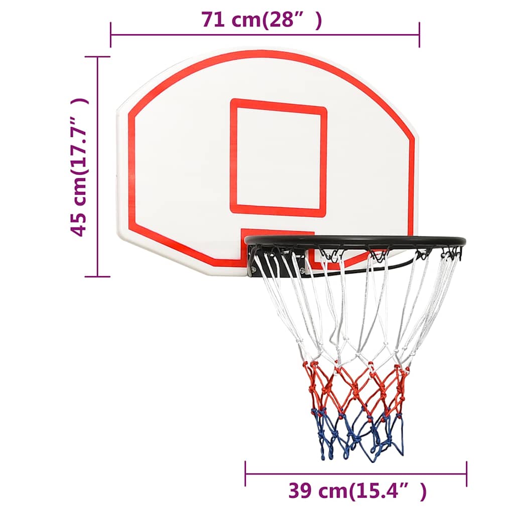 Basketball Bøjle Hvid 71x45x2 cm Polyethylen