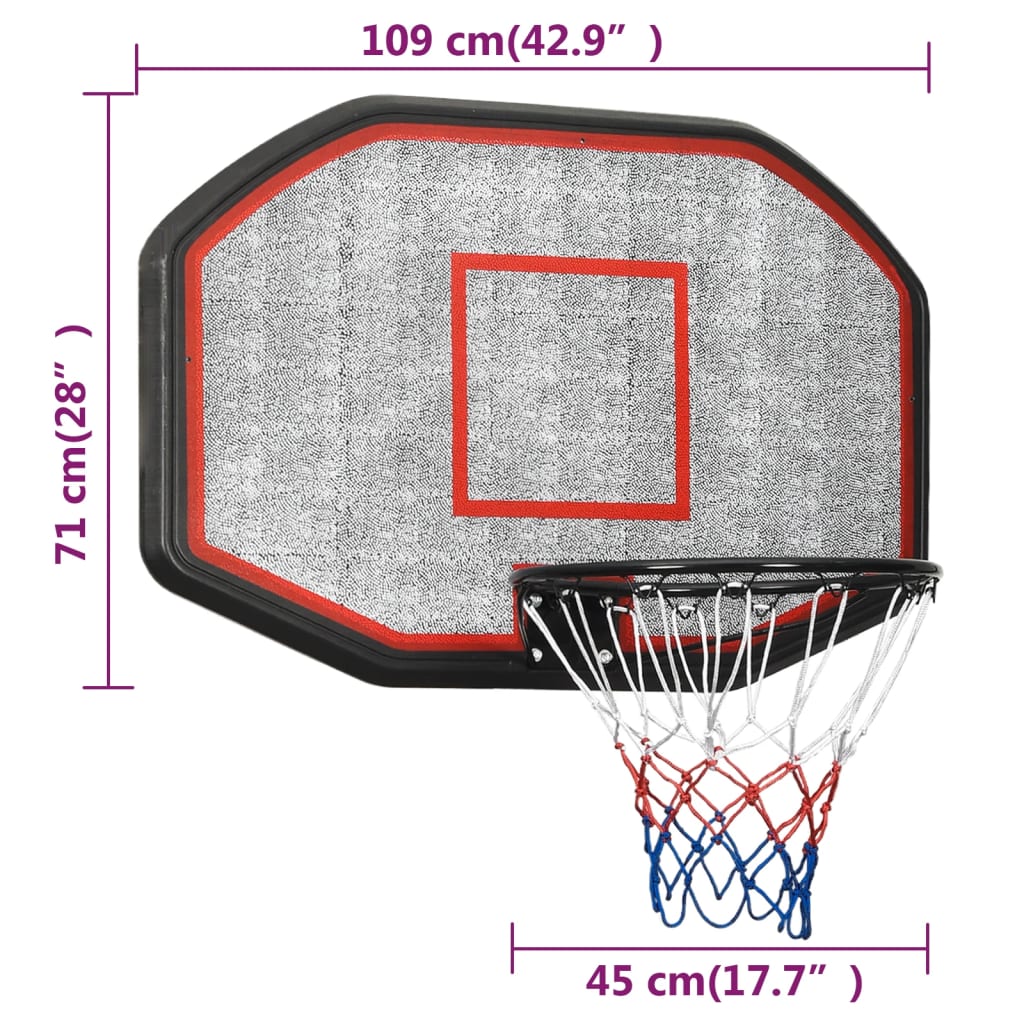 Basketball Bøjle Sort 109x71x3 cm Polyethylen