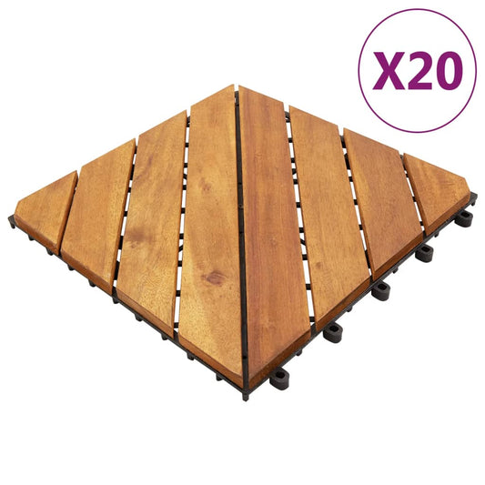 Terrassefliser 20 stk Hvid 30x30 cm massiv træ akacie