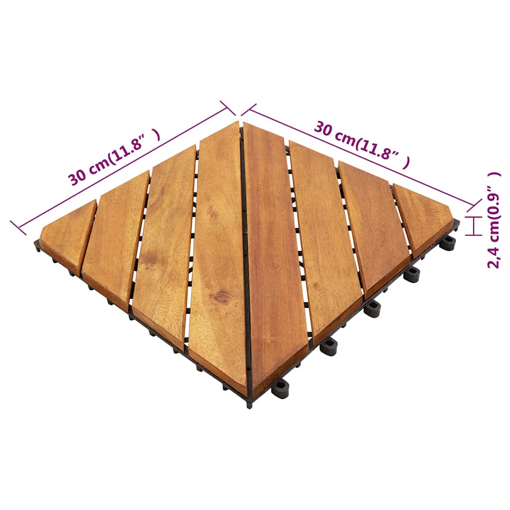 Terrassefliser 30 stk Brun 30x30 cm massiv træ akacie