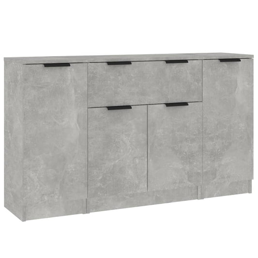 Sideboards 3 Stk. Betongrau Holzwerkstoff