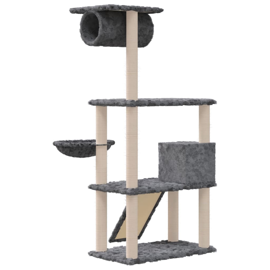 Kradsestolpe med sisal kradsestolpe mørkegrå 131 cm