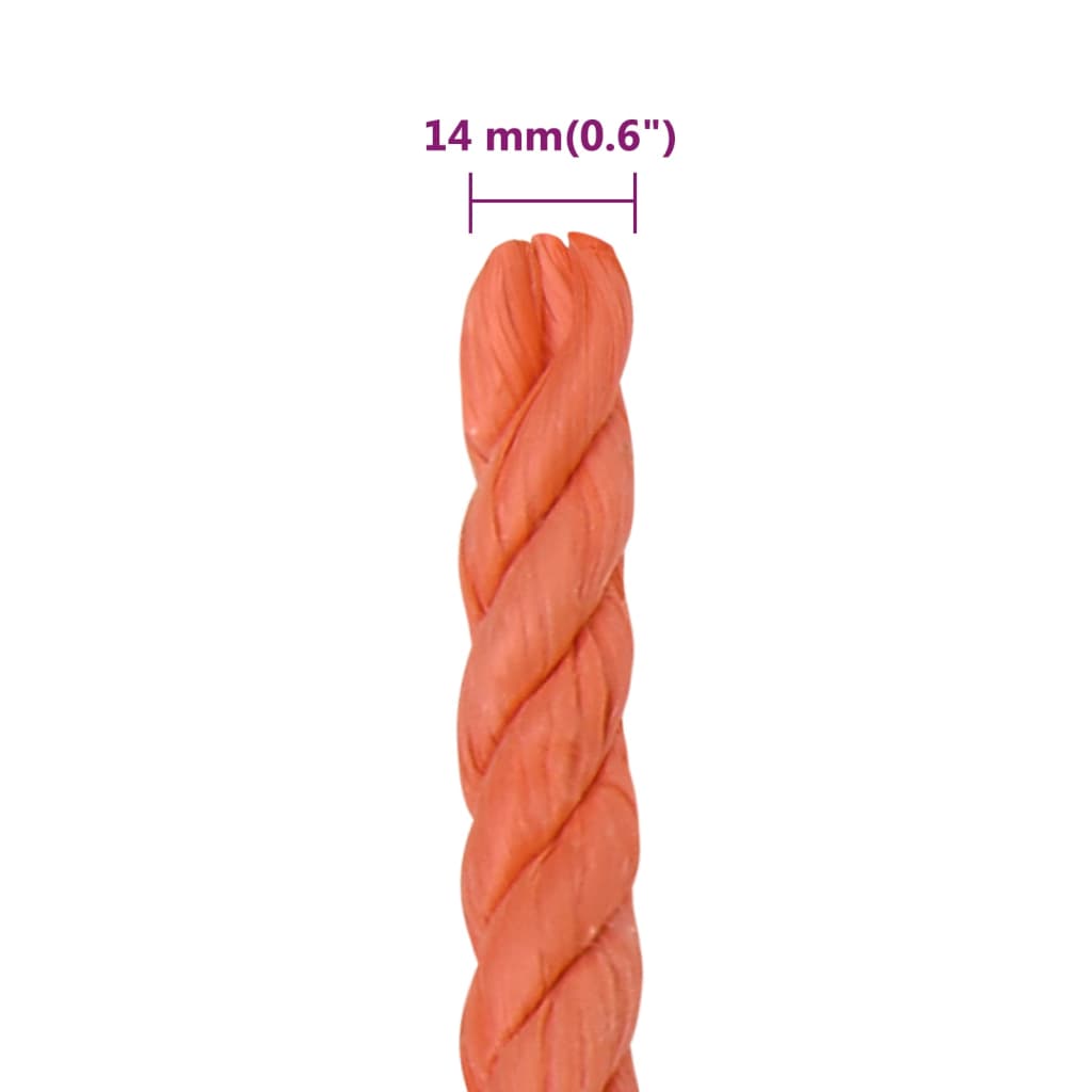 Arbejdsreb Orange 14 mm 50 m Polypropylen