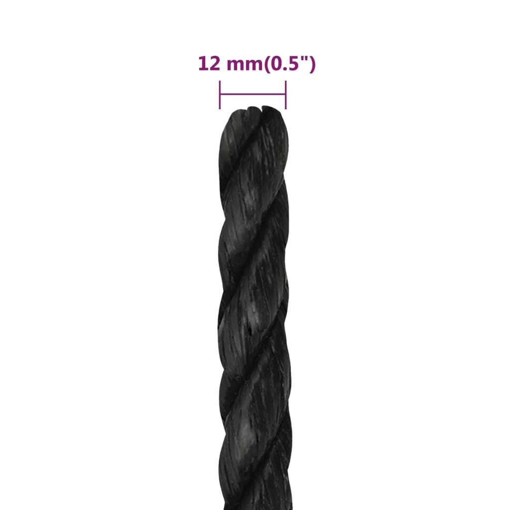 Arbejdsreb Sort 12 mm 250 m Polypropylen