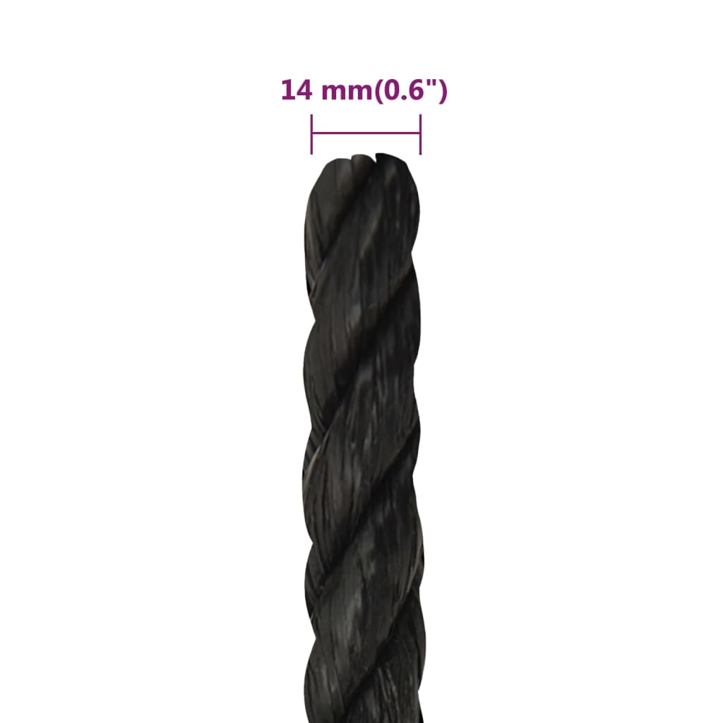 Arbejdsreb Sort 14 mm 50 m Polypropylen