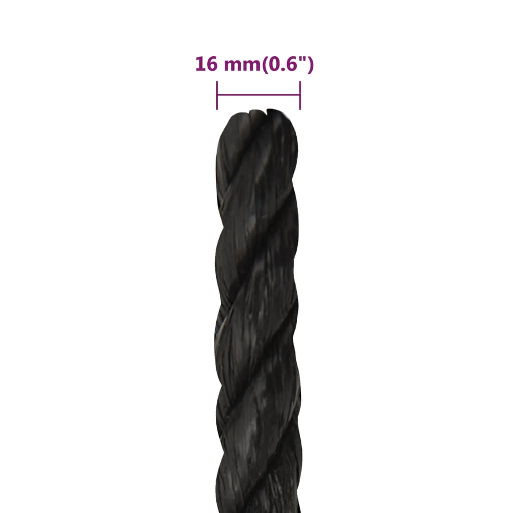 Arbejdsreb Sort 16 mm 100 m Polypropylen