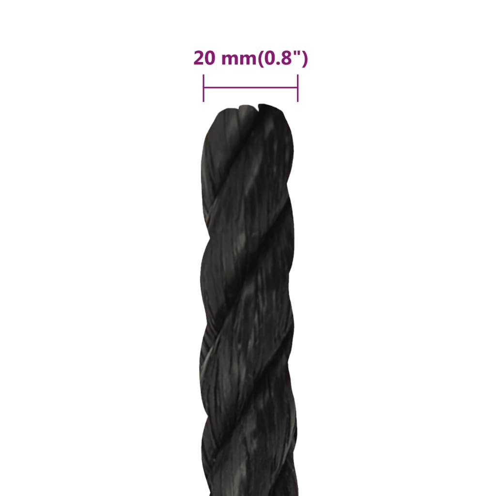 Arbejdsreb Sort 20 mm 100 m Polypropylen