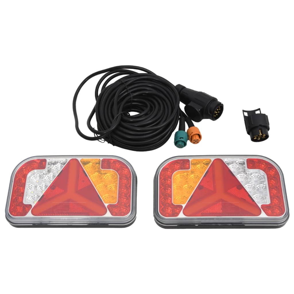 Trailerlygter 2 stk Røde 24x5x14,5 cm 12V LED pærer