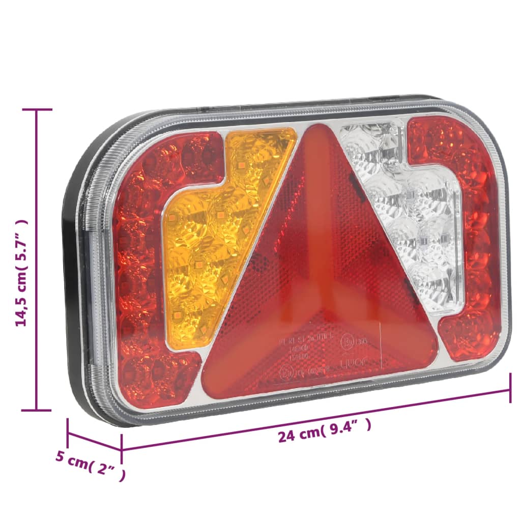 Trailerlygter 2 stk Røde 24x5x14,5 cm 12V LED pærer
