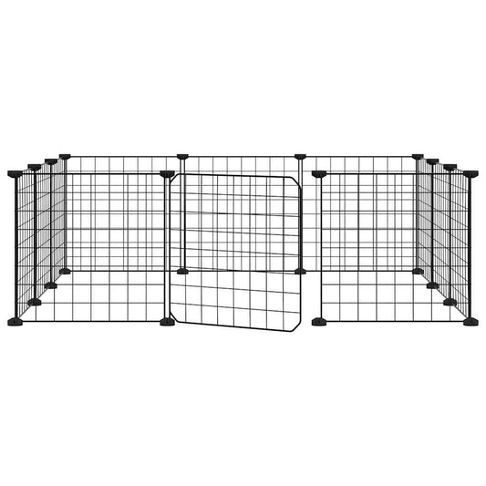 12-Panel-Haustierkäfig mit Tür Schwarz 35x35 cm Stahl