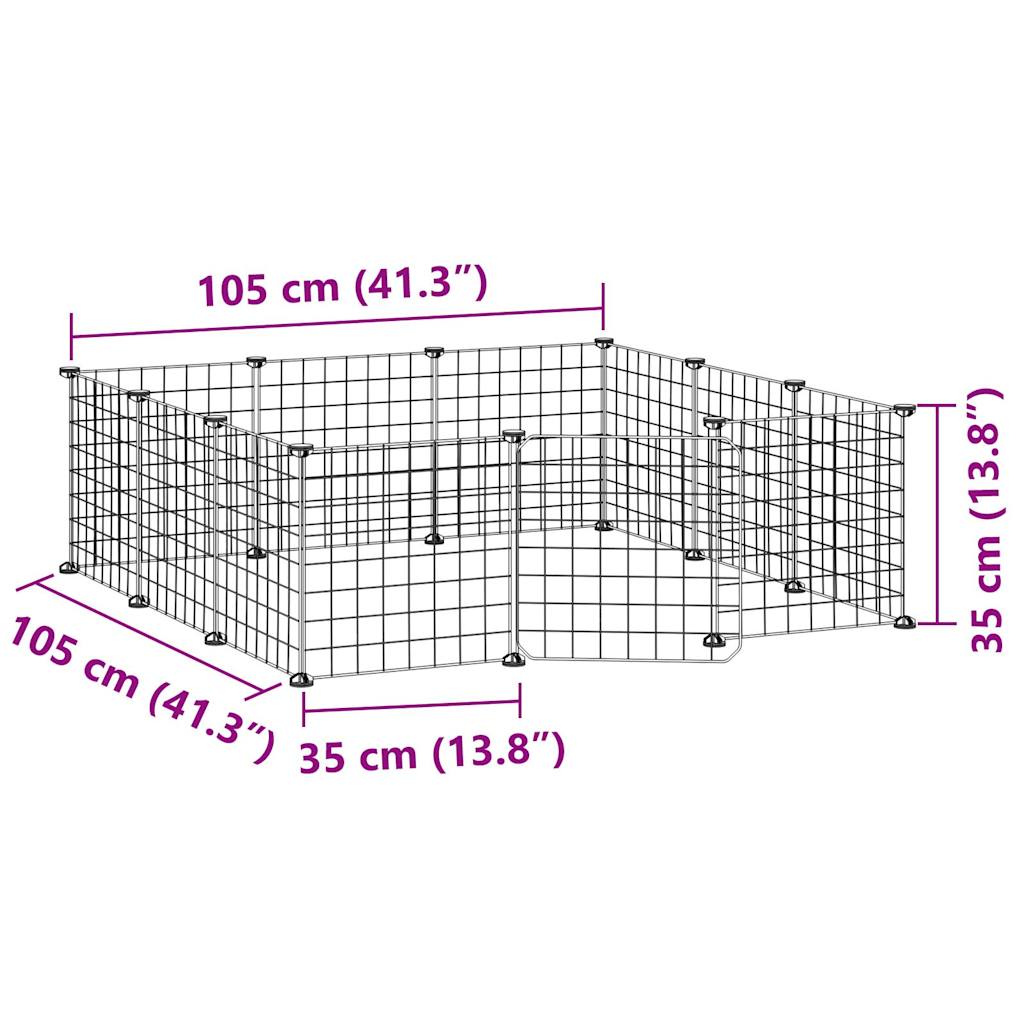 12-delt sæt Husdyrbur med dør Sort 35x35 cm Stål