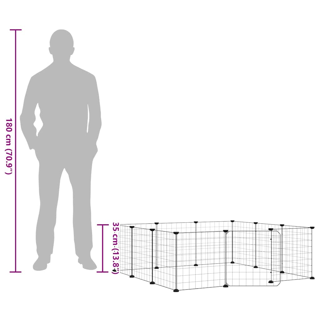 12-delt sæt Husdyrbur med dør Sort 35x35 cm Stål
