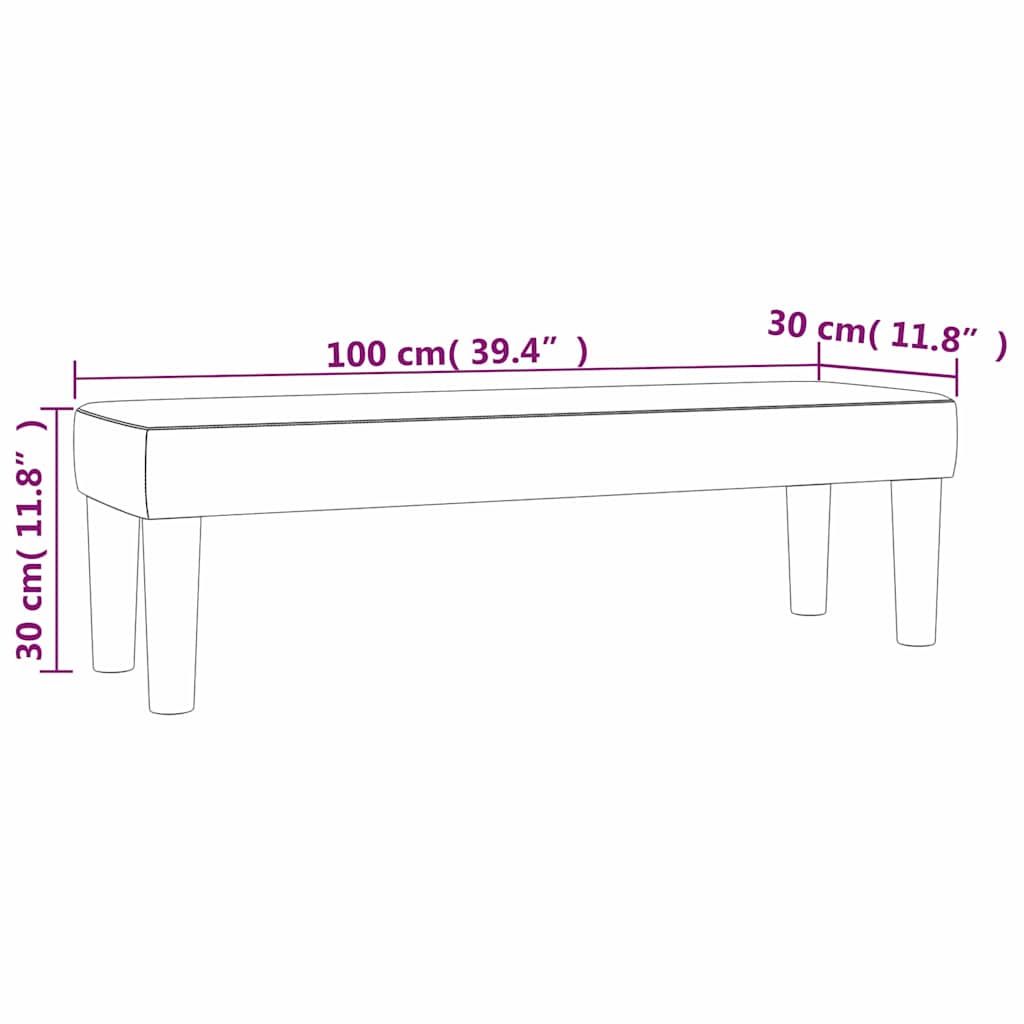 Sitzbank Creme 100x30x30 cm Stoff
