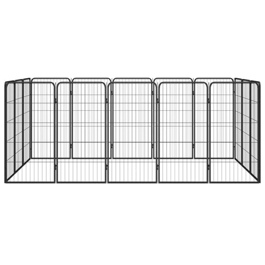 16-tlg. Hundelaufstall Schwarz 50x100cm Stahl Pulverbeschichtet