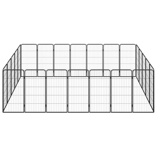 24-tlg. Hundelaufstall Schwarz 50x100cm Stahl Pulverbeschichtet