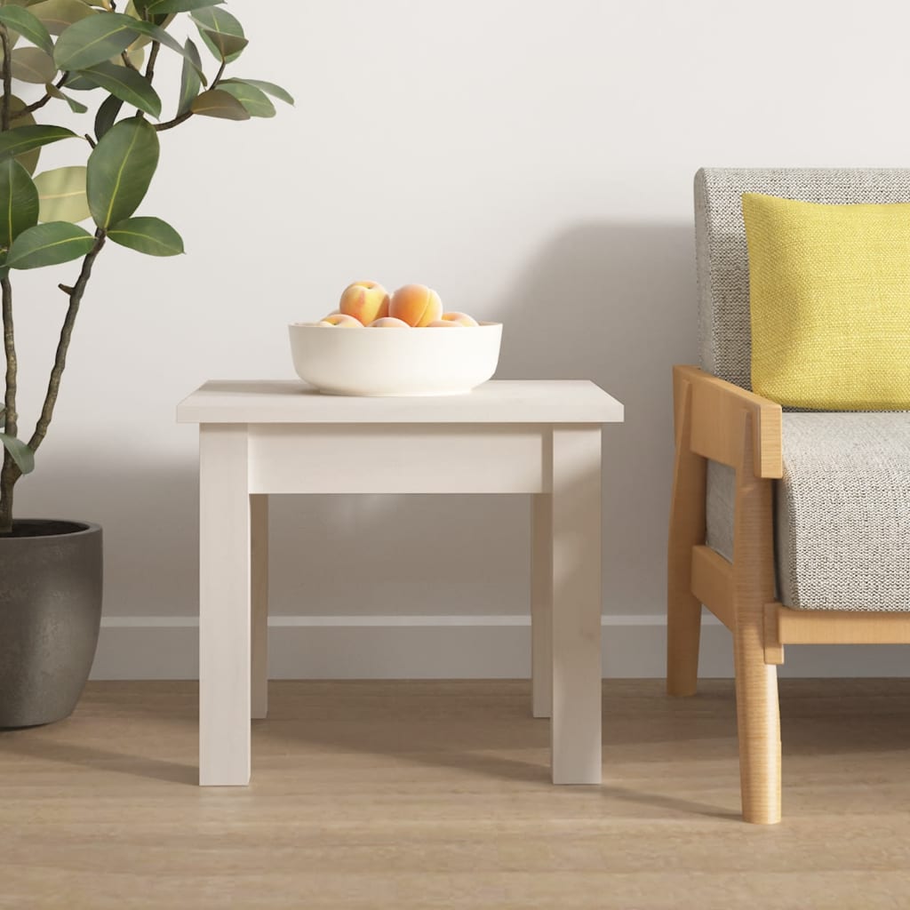 Sofabord Hvid 35x35x30 cm Massiv Fyr