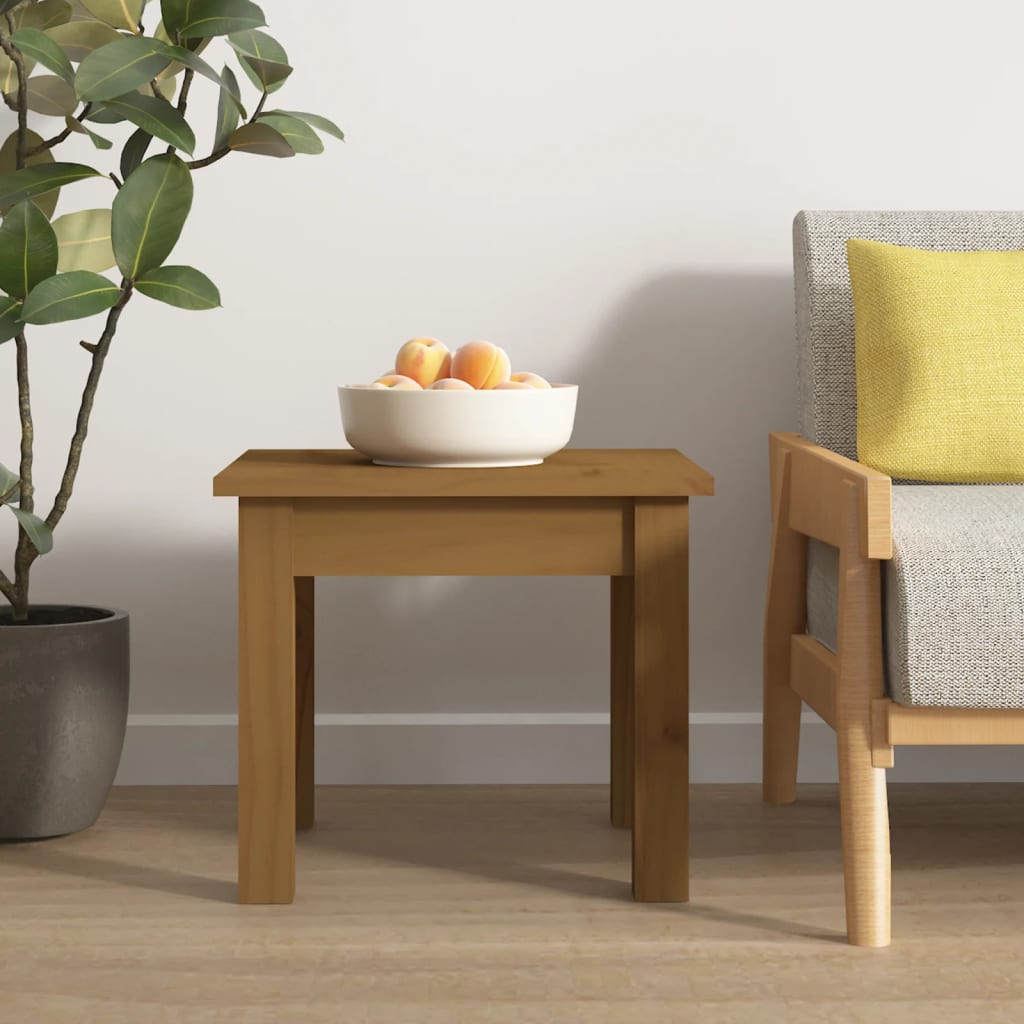 Sofabord honningbrunt 35x35x30 cm massivt fyrretræ