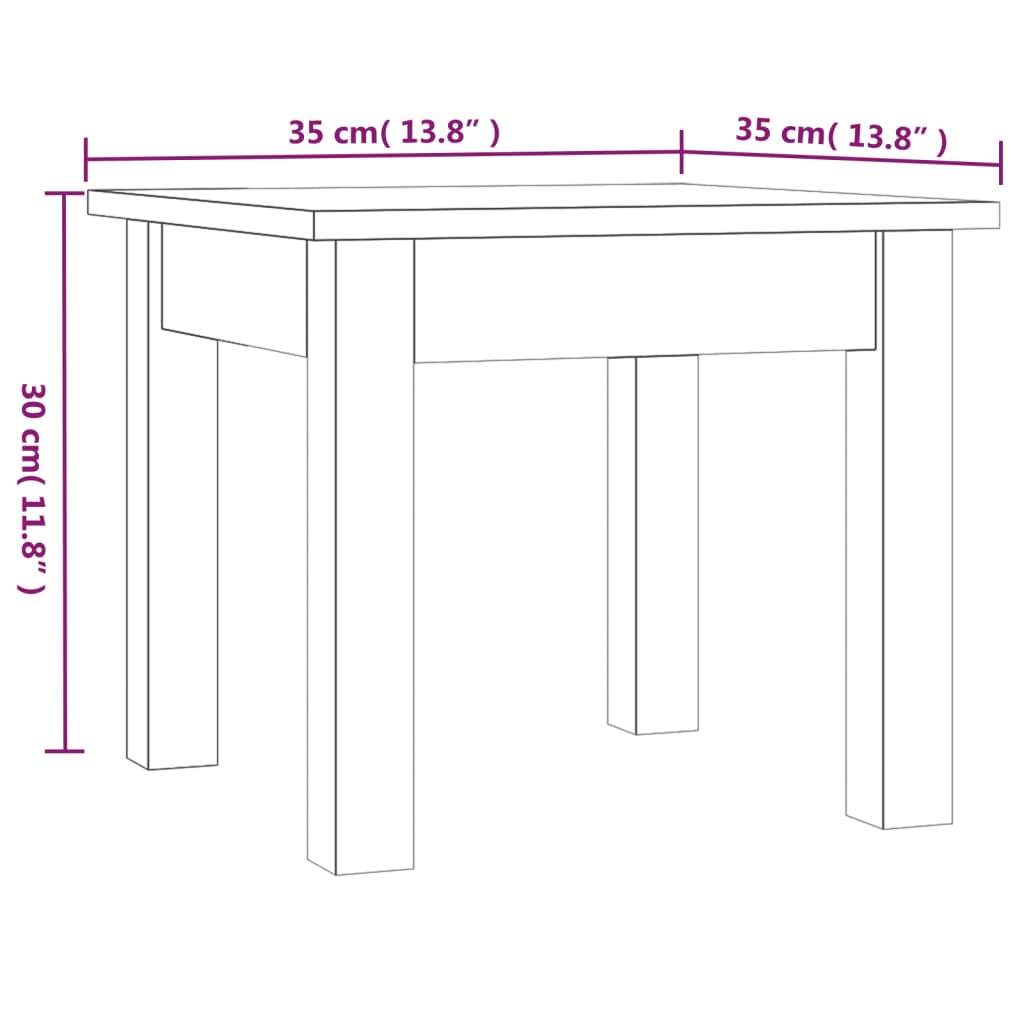 Sofabord honningbrunt 35x35x30 cm massivt fyrretræ